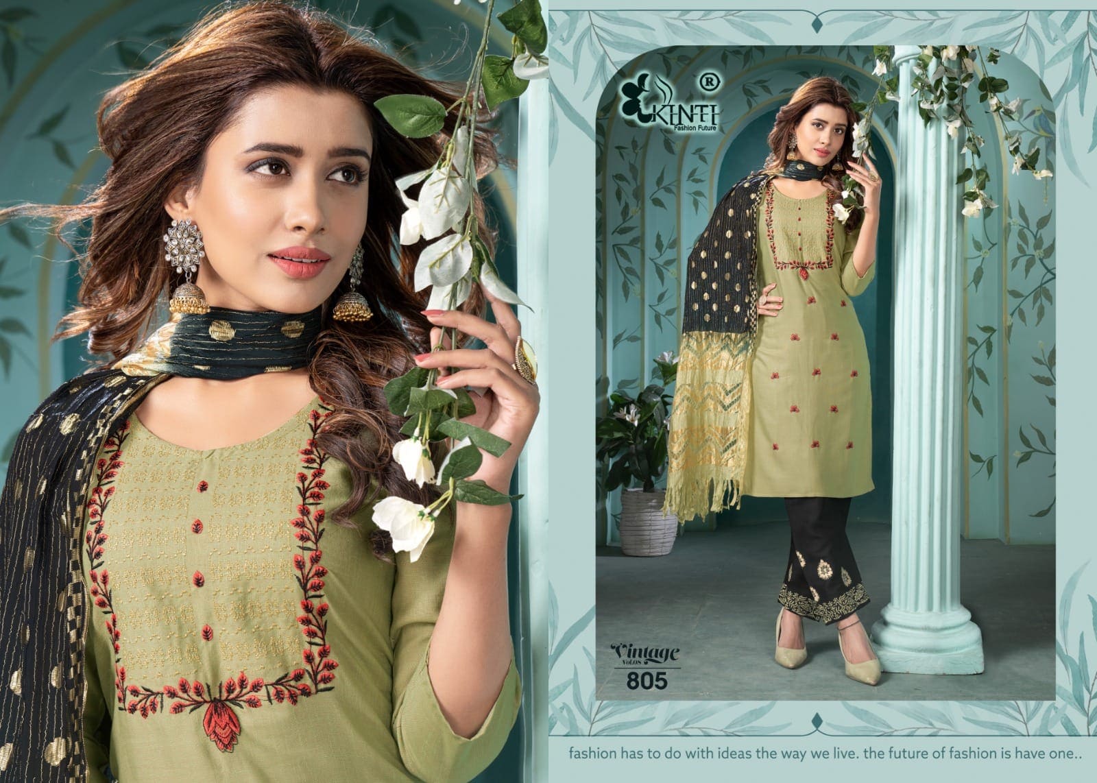 Kinti Vintage Vol 8 Designer Readymade Kurti Pant With Dupatta